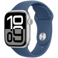Apple Watch Series 10 42 мм «серебристый цвет» спортивный ремешок синего цвета