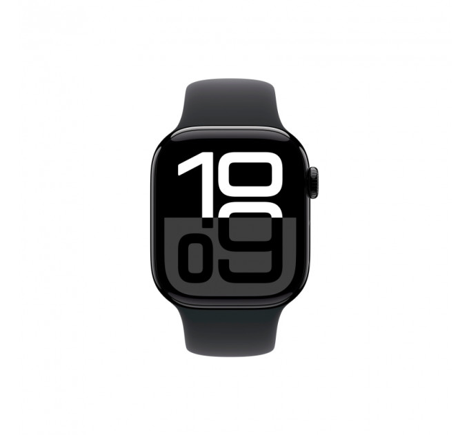 Apple Watch Series 10 46 мм «чёрный глянец» спортивный ремешок черного цвета